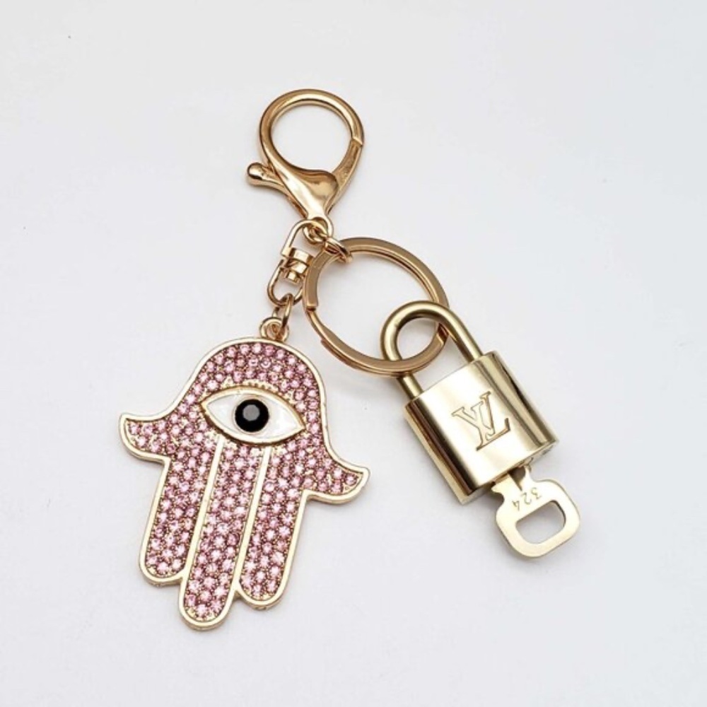 Louis Vuitton Gold Lock 🔒 Authentic LV Key + Unbranded Evil Eye Bag Charm